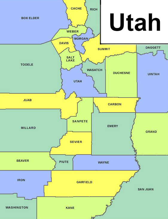Utah Counties Map With Cities Free Printable Templates 3352